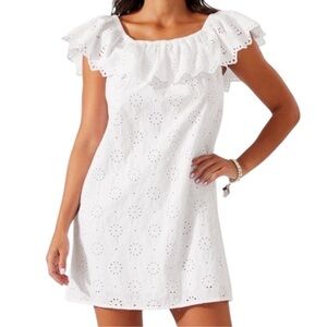 Tommy Bahama White Harbour Eyelet Coverup Off The Shoulder Dress Size Small